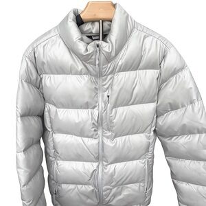 Eddie Bauer Men's Shiny Silver Puffer Jacket